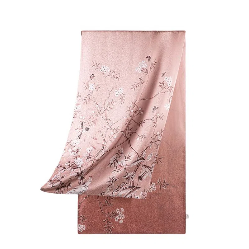 上海故事 【专柜同款】秋冬提花绫印花长巾礼盒装优雅古典高贵 桑蚕丝 丝巾 女款