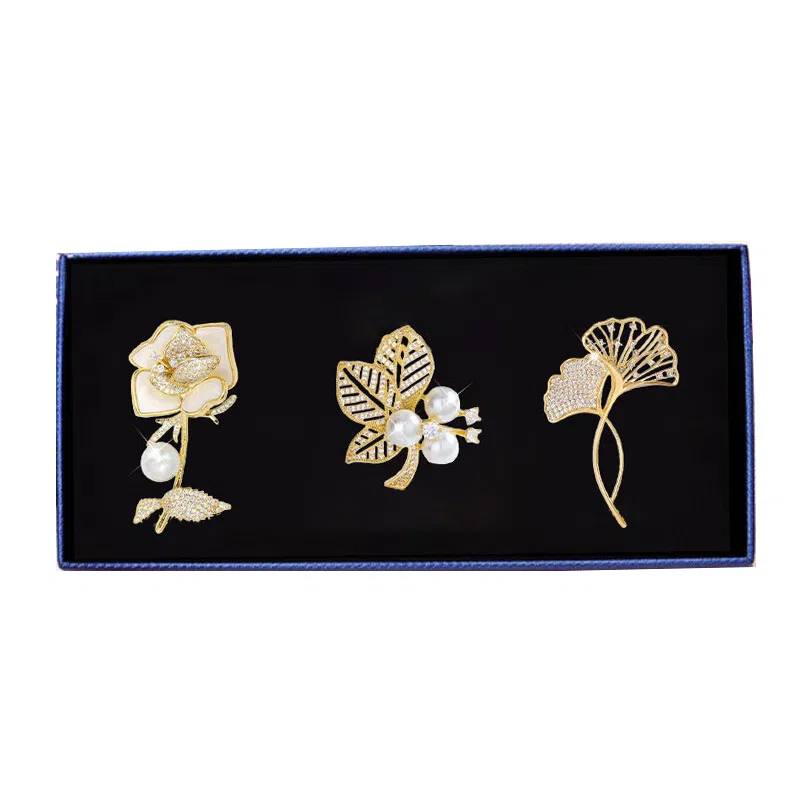 缔晶 优雅复古玫瑰胸花套装 气质时尚秋冬围巾外套上衣百搭配饰 合金 胸针 女款