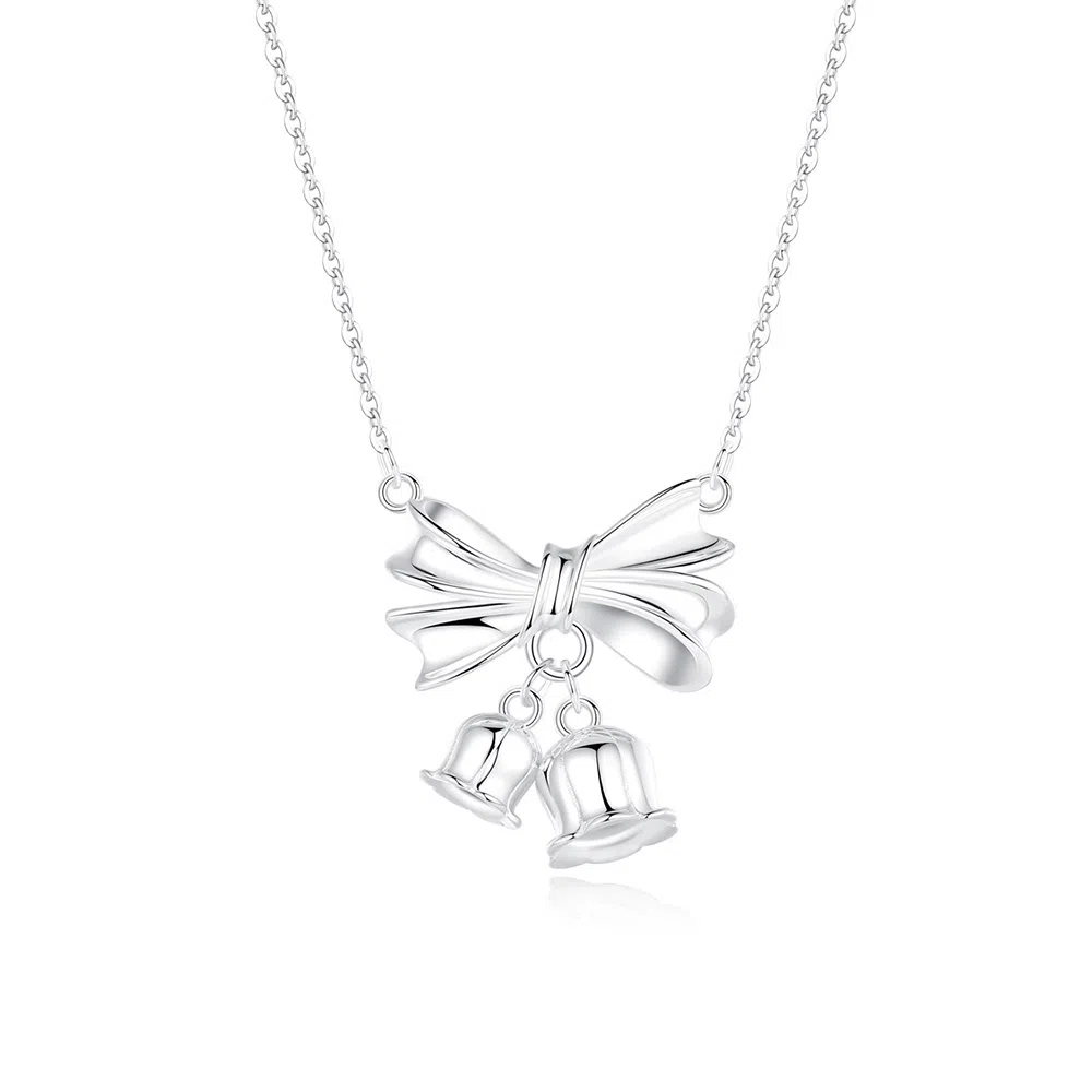 【S925纯银】 七七银饰 好运蝴蝶结 甜美梦幻铃铛冷淡风气质 简约小众设计高级感 森系闪耀优雅时尚 百搭通勤#好运  银 项链 女款