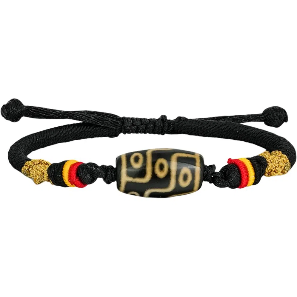 佐卡伊 牙黄九眼天珠 藏式新中式小众编织高级感设计感 招财纳福 九眼天珠 吉祥平安 玛瑙 项链 男女同款情侣款