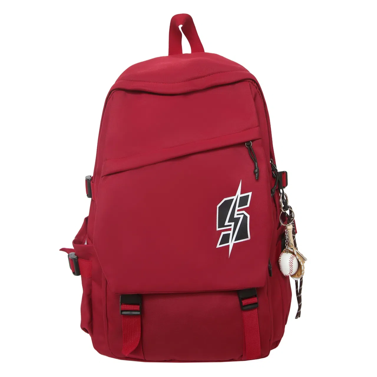 單倉 韩系高颜值卡通设计通勤百搭学院风背包初高中学生大容量轻便耐磨书包 尼龙 双肩包 常规 男女同款情侣款 白色/红色/灰色/黑色