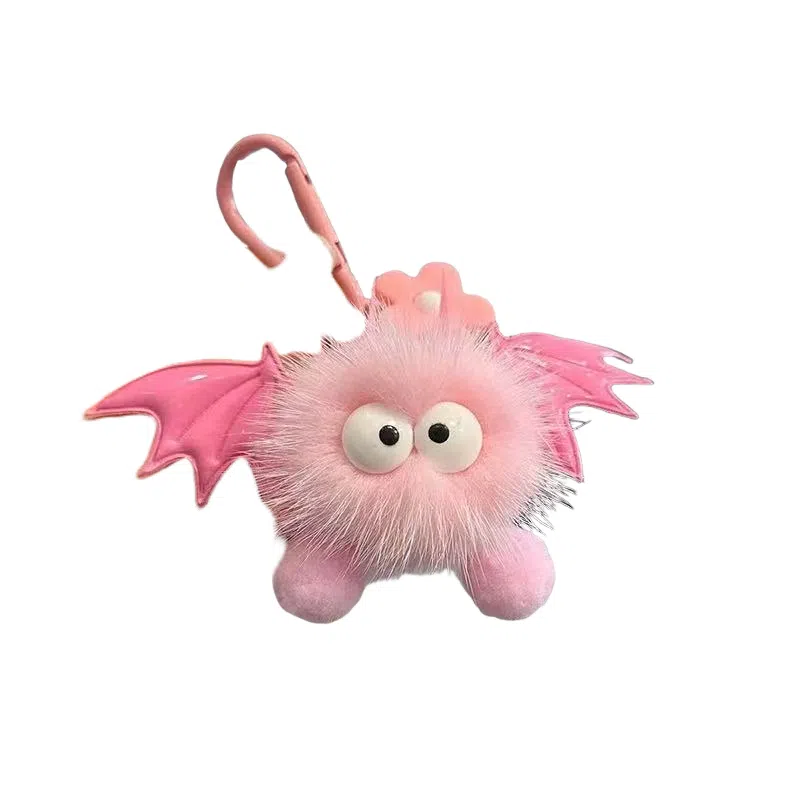 尚先生 可爱水貂毛小蝙蝠小煤球书包背包公仔汽车 毛绒 挂件 女款
