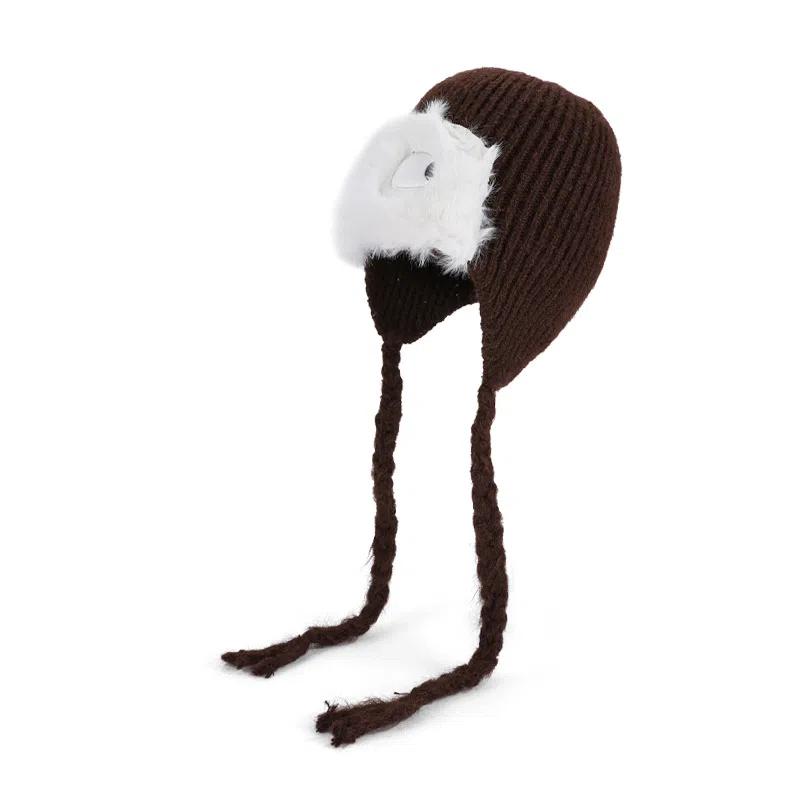 山一丸 秋冬季防寒保暖针织毛线帽萌趣可爱套头毛绒护耳包头帽子 腈纶 雷锋帽 男女同款情侣款