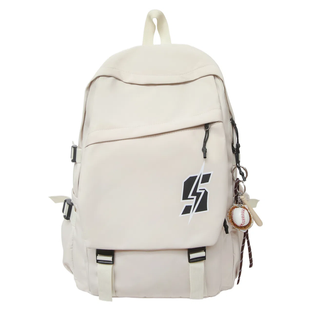 單倉 韩系高颜值卡通设计通勤百搭学院风背包初高中学生大容量轻便耐磨书包 尼龙 双肩包 常规 男女同款情侣款 白色/红色/灰色/黑色