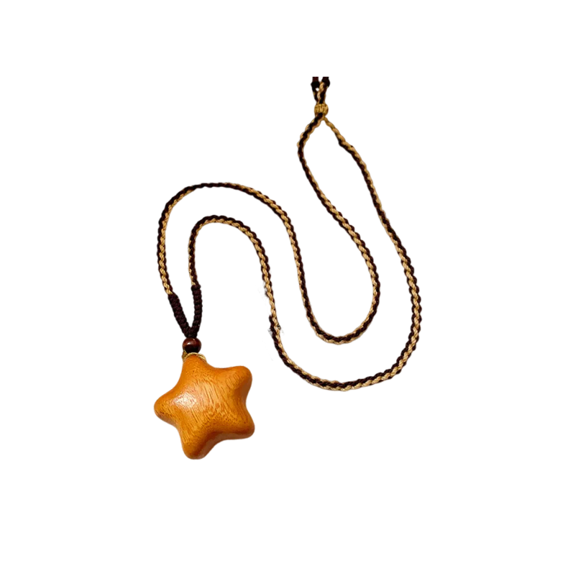 色菲尔 民族风星星月亮复古新中式潮酷国风国潮可爱少女森系时尚日常通勤学生百搭 鸡翅木 项链 男女同款情侣款