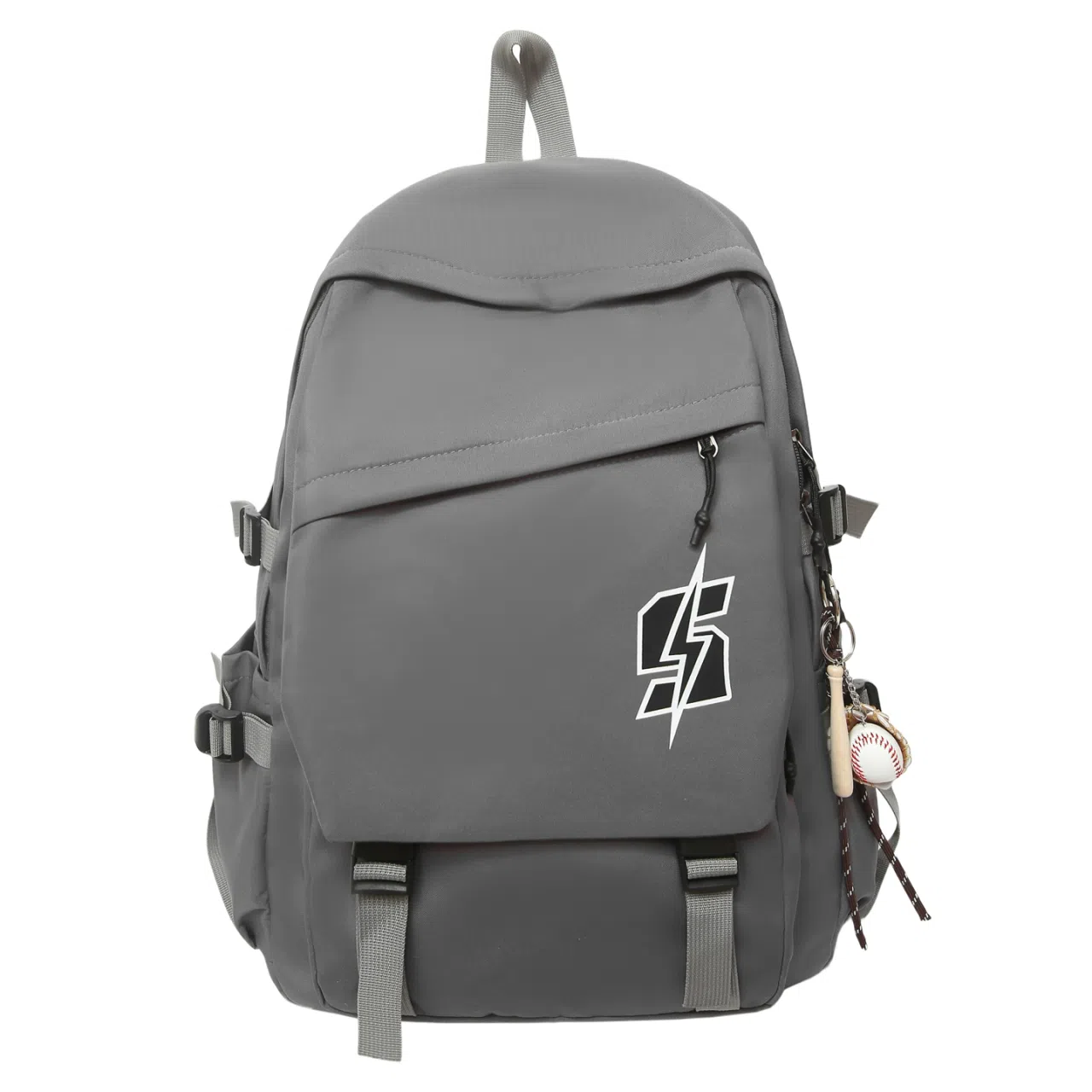 單倉 韩系高颜值卡通设计通勤百搭学院风背包初高中学生大容量轻便耐磨书包 尼龙 双肩包 常规 男女同款情侣款 白色/红色/灰色/黑色