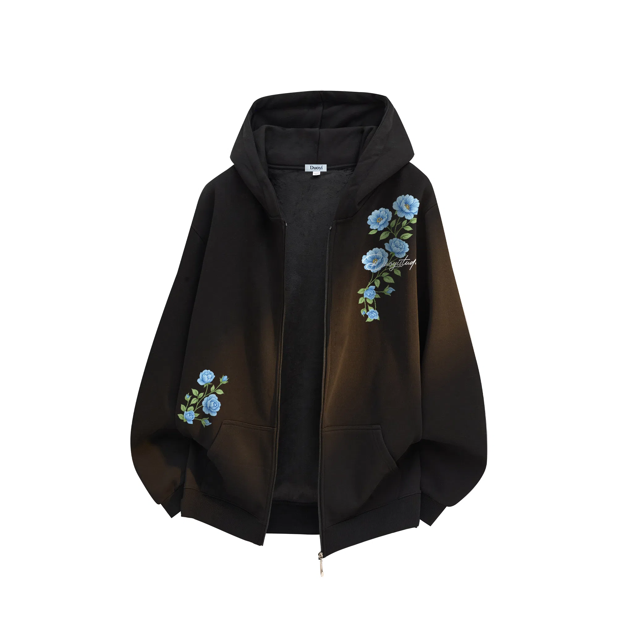 Duoyi Floral Logo Hoodie Jacket