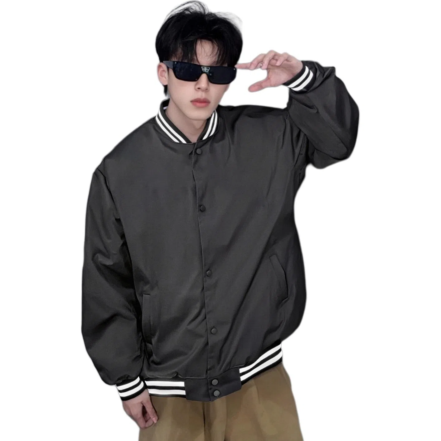 TAOKK Retro Striped Baseball Jacket