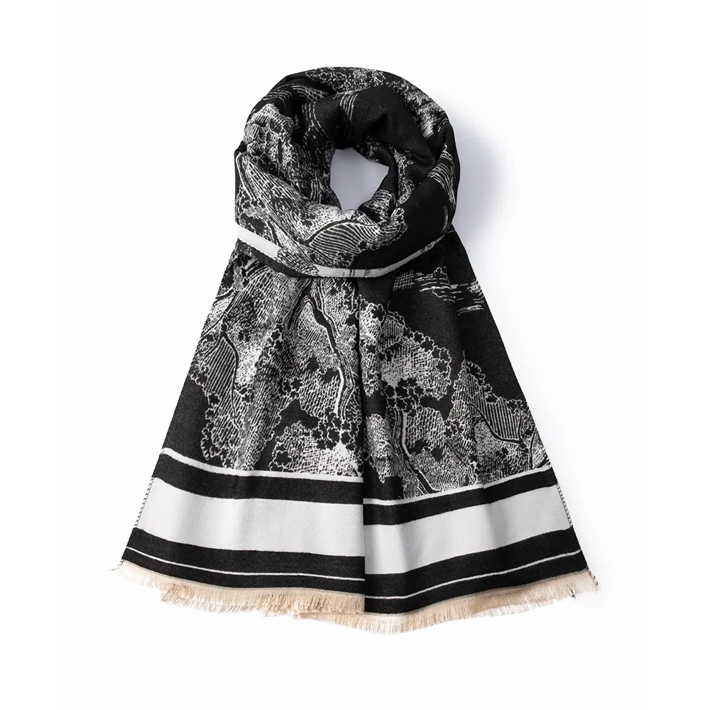 红豆 保暖小众时尚百搭设计高级感柔软 聚酯纤维 绒线围巾 男女同款情侣款