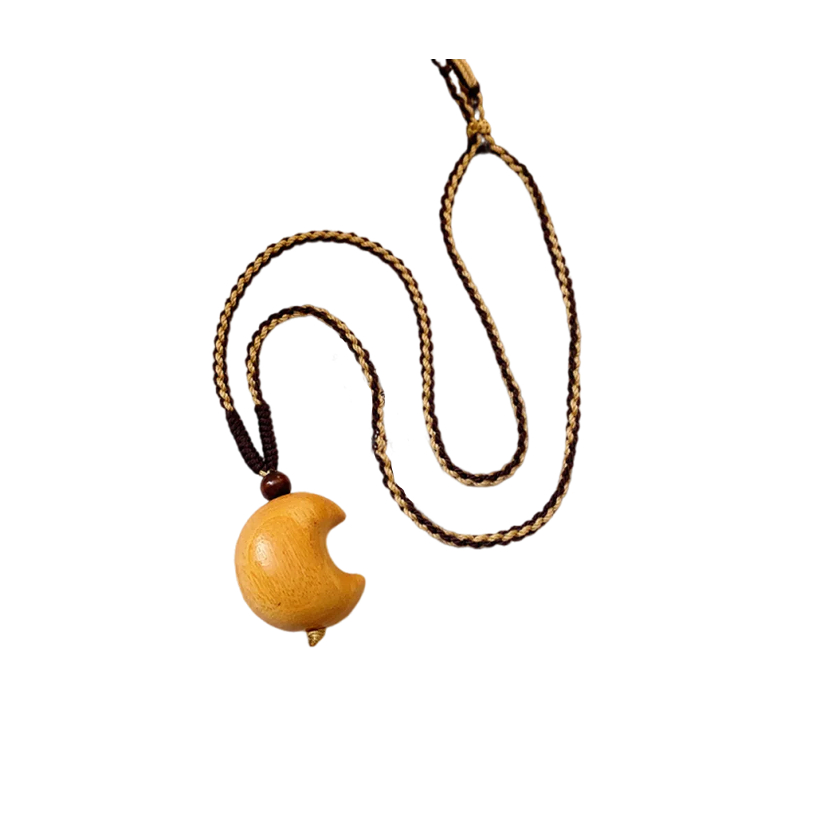 色菲尔 民族风星星月亮复古新中式潮酷国风国潮可爱少女森系时尚日常通勤学生百搭 鸡翅木 项链 男女同款情侣款