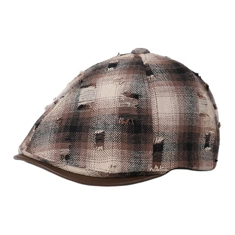 山一丸 韩版破洞复古做旧秋冬港风休闲文艺画家 聚酯纤维 贝雷帽 女款