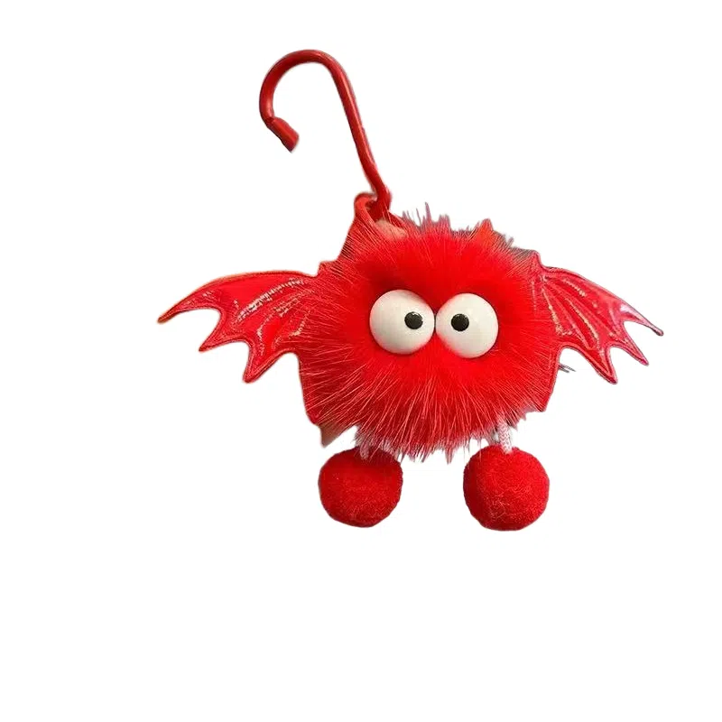 尚先生 可爱水貂毛小蝙蝠小煤球书包背包公仔汽车 毛绒 挂件 女款