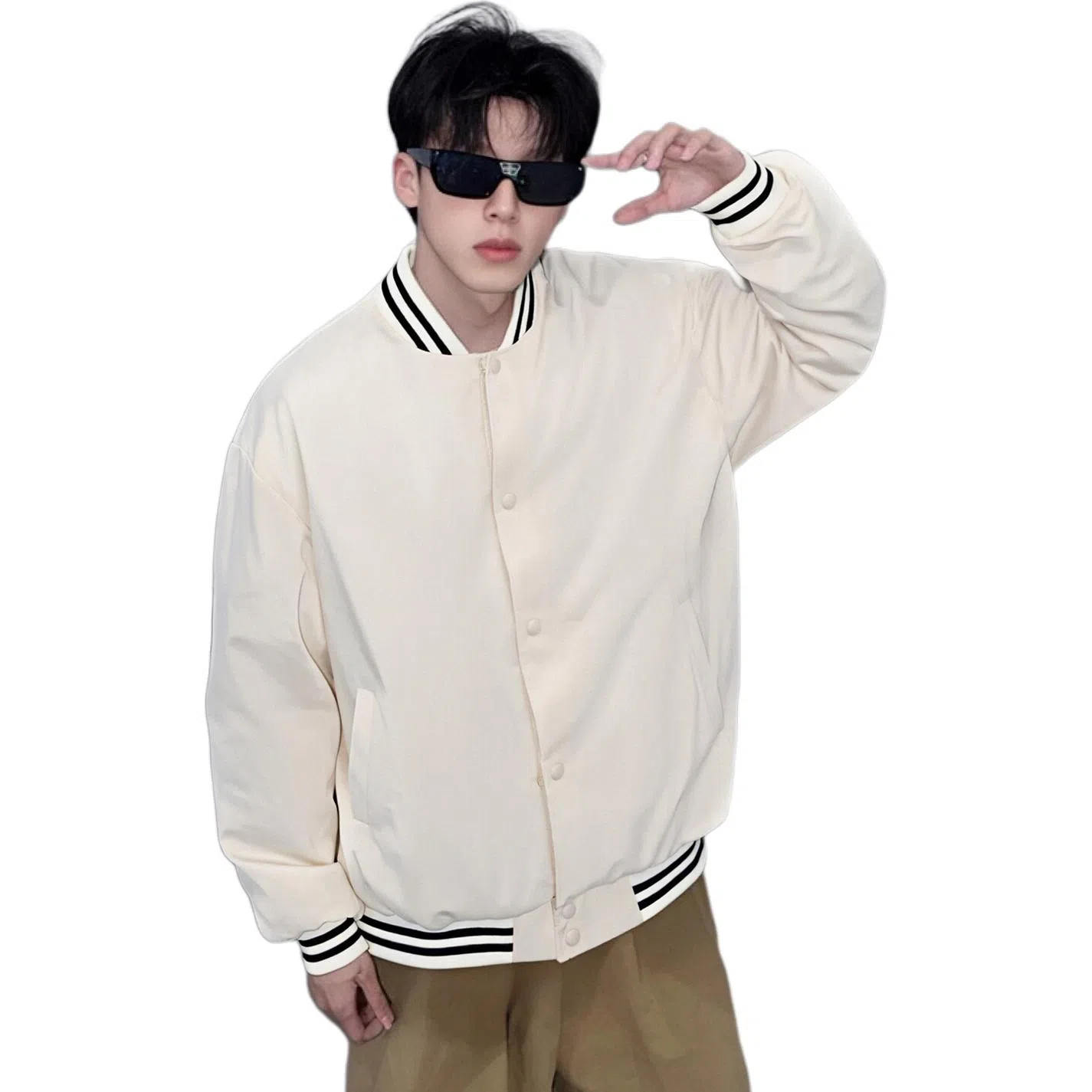 TAOKK Retro Striped Baseball Jacket