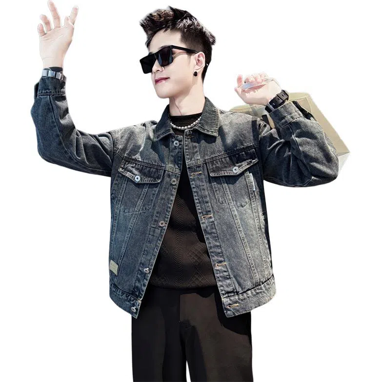 潮牌美式韩版融合的百搭时尚牛仔外套 男女同款