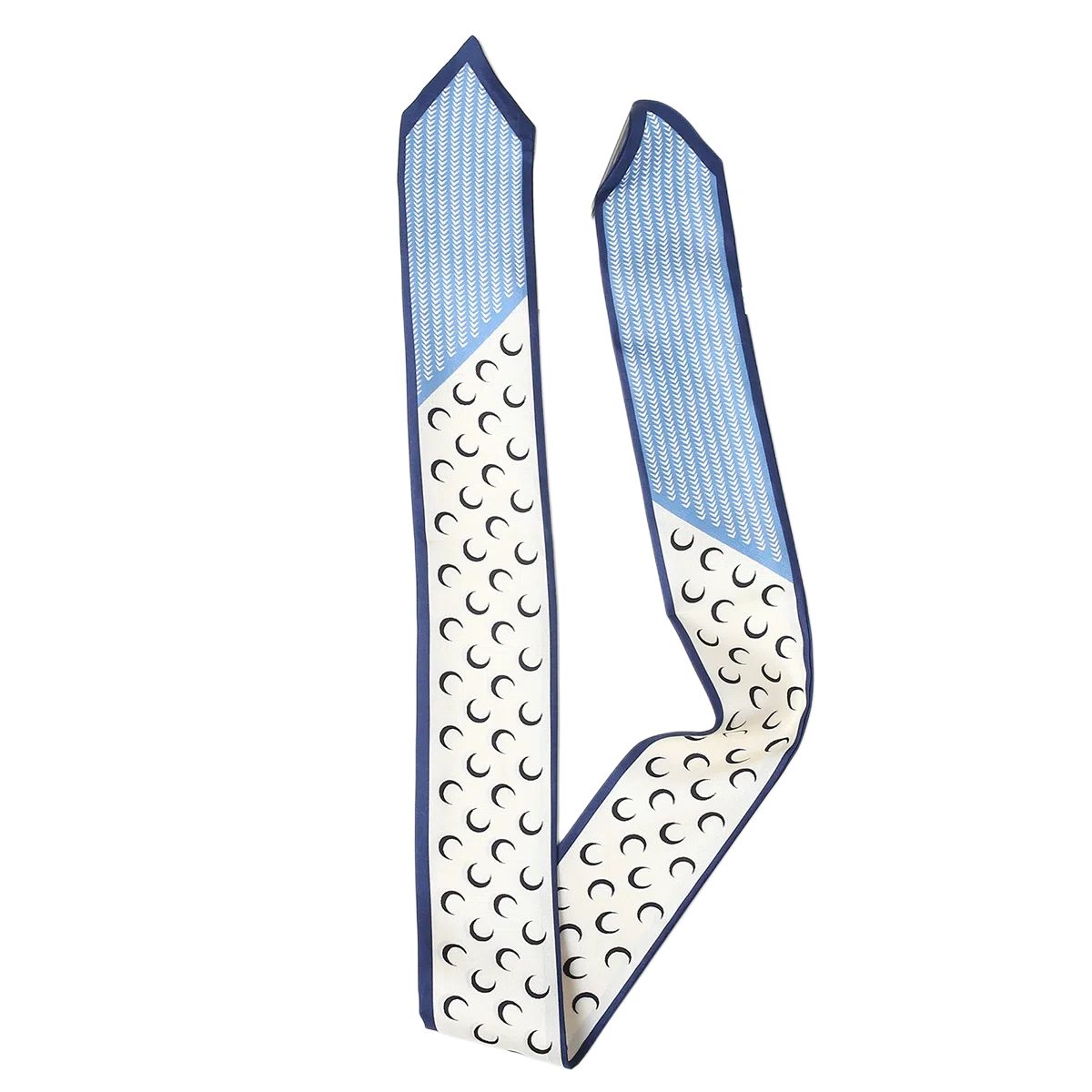 一米画纱 学院风简约百搭多功能尖角斜纹绸领巾小长条发带绑包包装饰 桑蚕丝 丝巾 女款