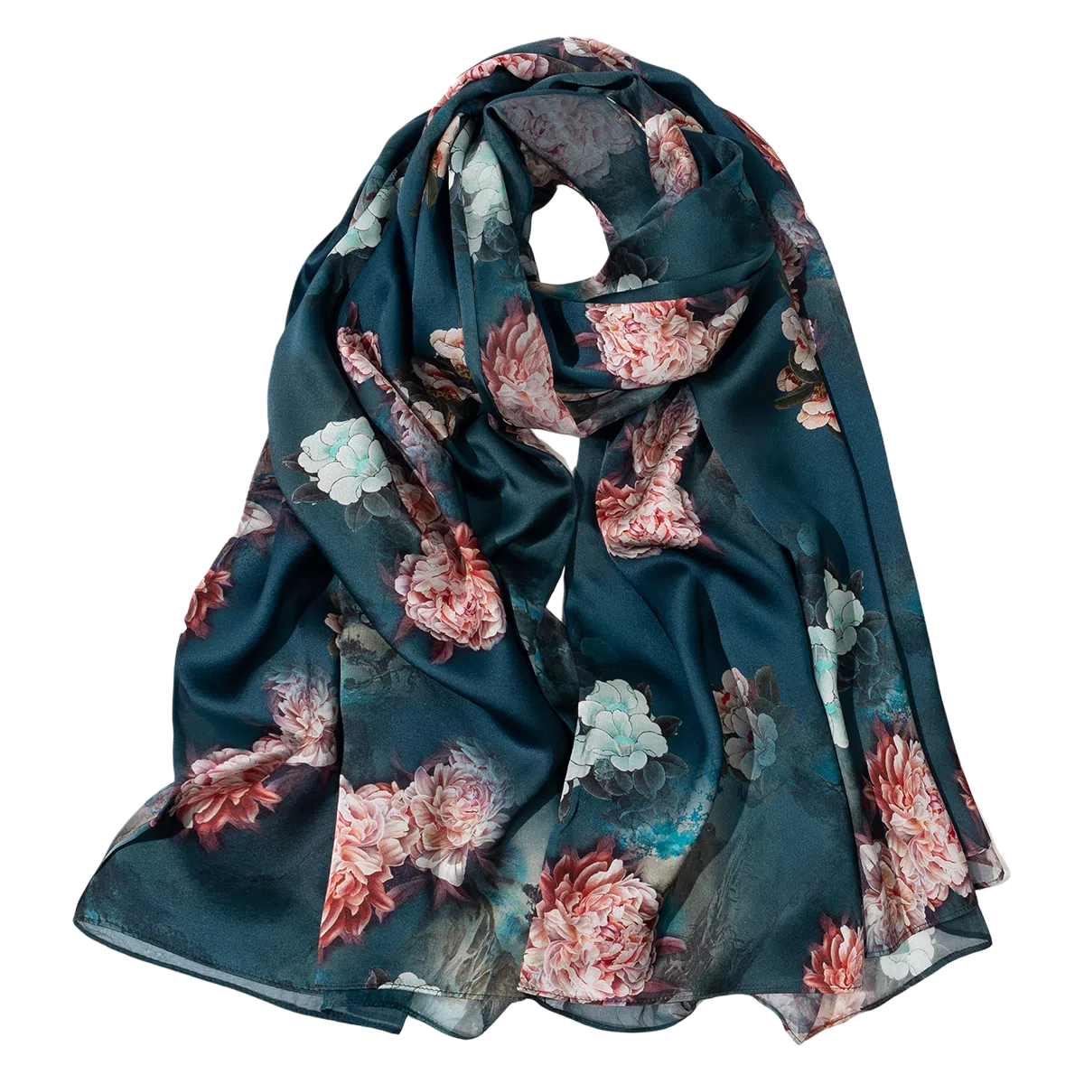 一米画纱 古典国风精致优雅迷梦迷情双层真丝高档气质长款披肩 桑蚕丝 丝巾 女款