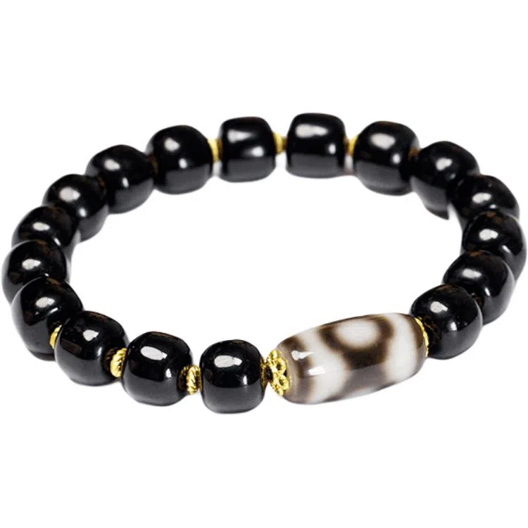 玉临门 【臻藏.文创】聚缘药坑老油珠 招财进宝 达洛珠国潮民族风 玛瑙 玉石手串 通用