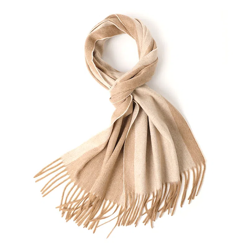 山一丸 羊绒拼色围巾保暖纯色流苏加长时尚潮流秋冬季 围脖 男女同款情侣款