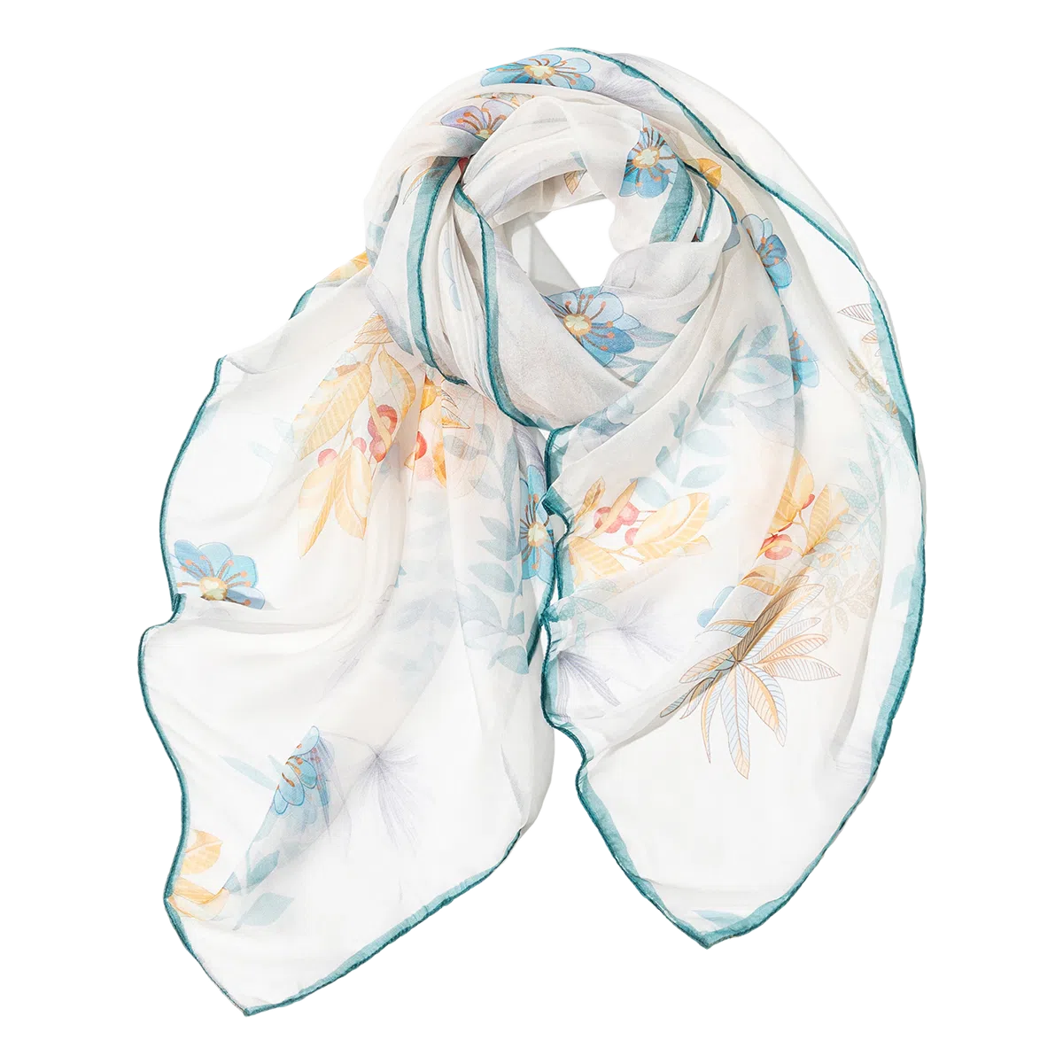 一米画纱 清新飘逸气质外搭披肩大方巾优雅亲肤外出真丝雪纺喷绘防晒 桑蚕丝 丝巾 女款