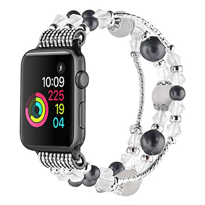 亿祈发 表带 苹果适用 金属 串珠材质 彩珠表链男女通用