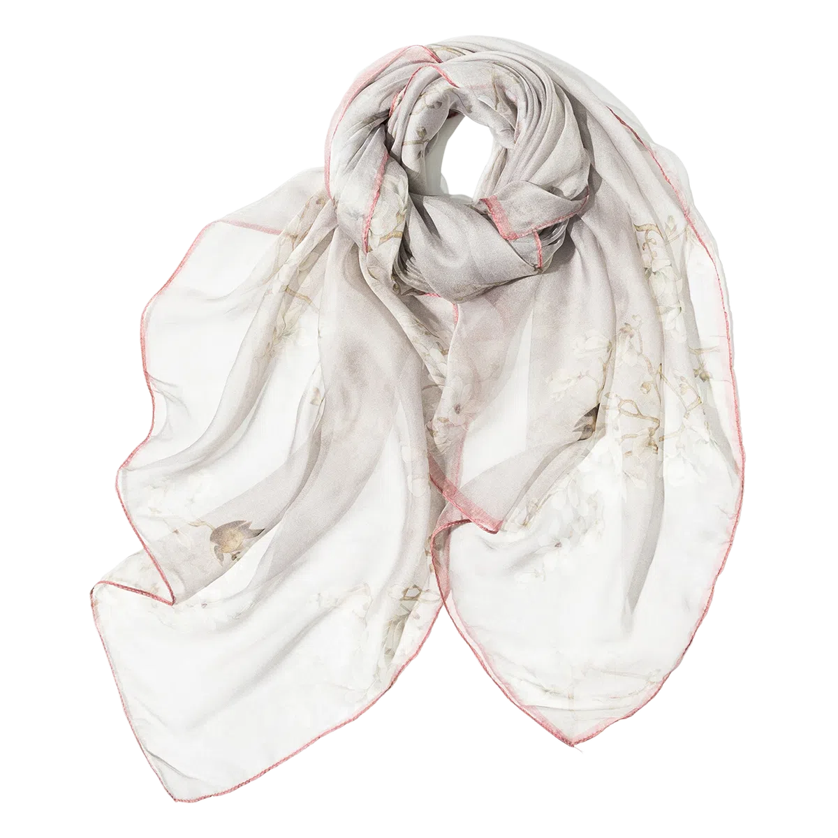 一米画纱 清新飘逸气质外搭披肩大方巾优雅亲肤外出真丝雪纺喷绘防晒 桑蚕丝 丝巾 女款