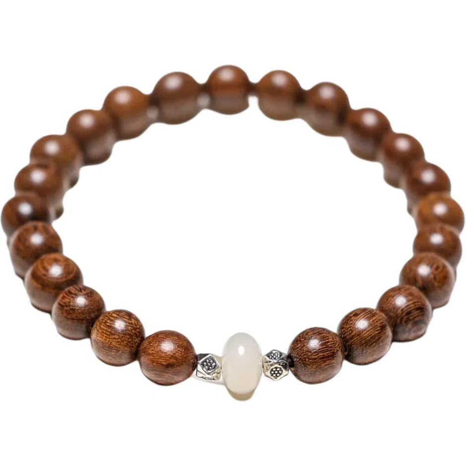 仙友 新中式万事顺遂文玩盘串纳福平安叠戴小众复古 金丝檀木 木作手串 男女同款情侣款