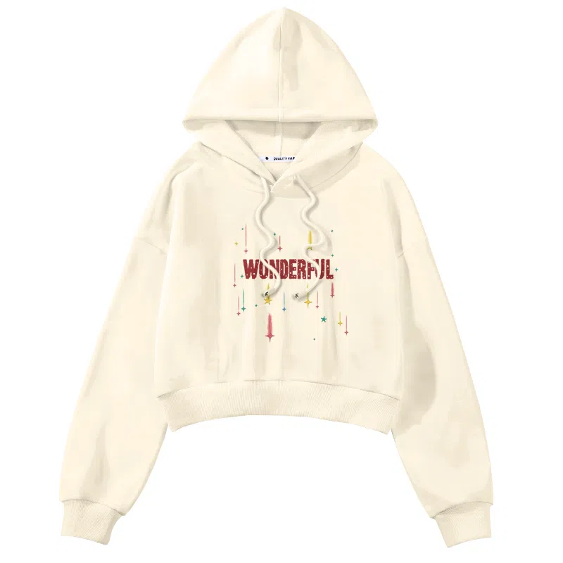 棉致 奇妙流星涂鸦潮流百搭时尚创意简约舒适落肩连帽卡通短款长袖卫衣 女款