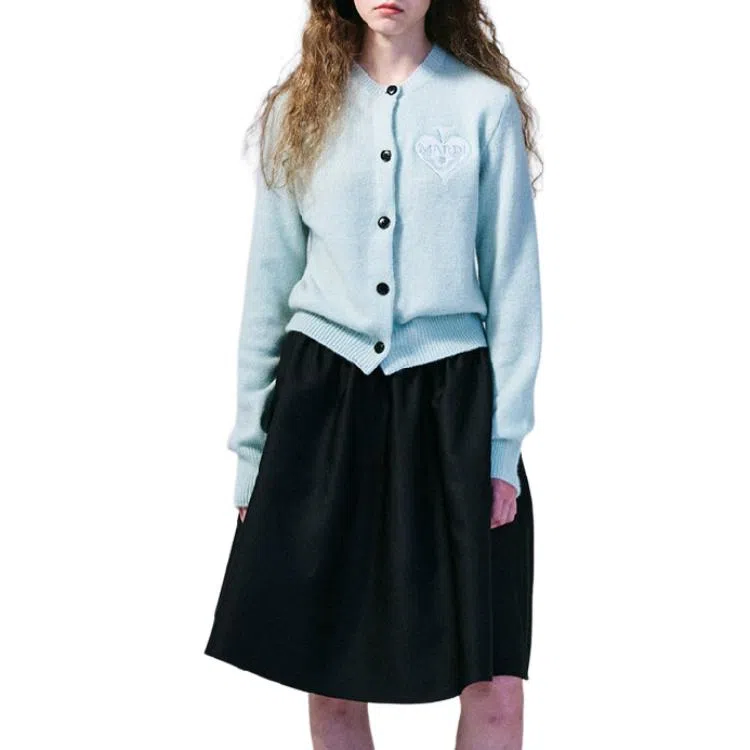 MARDI MERCREDI RACCOON BLENDED CARDIGAN ROUND NECK SPADE_