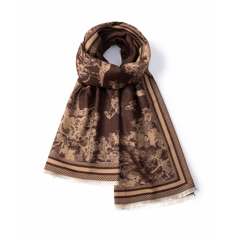 红豆 双面百搭高级感保暖小众外搭披肩 聚酯纤维 绒线围巾 男女同款情侣款