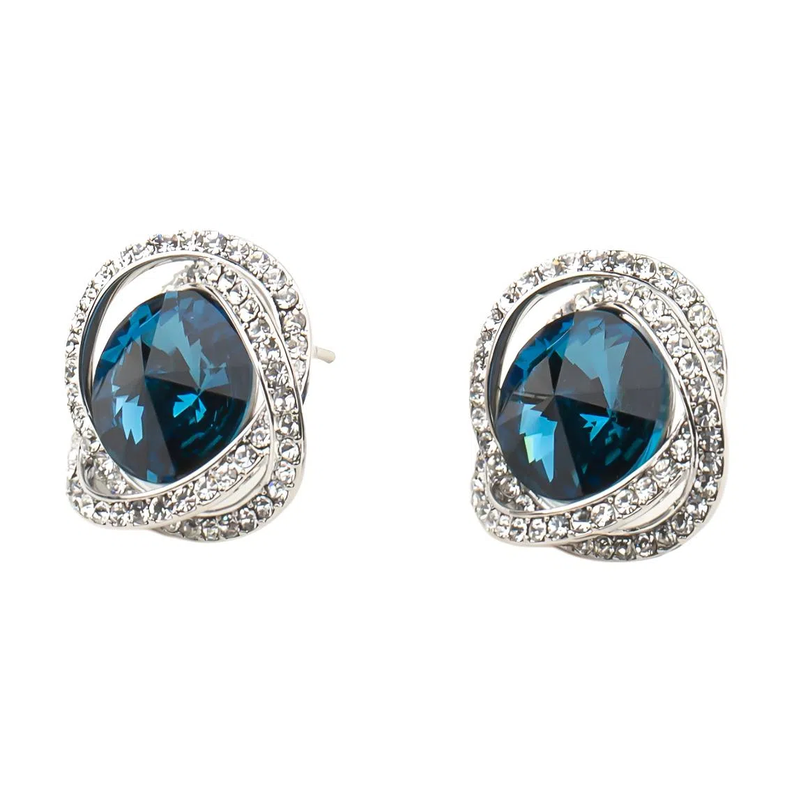 卡铂雅 设计感高级韩版闪蓝色镶钻高级耳饰 人造水晶 耳环 女款