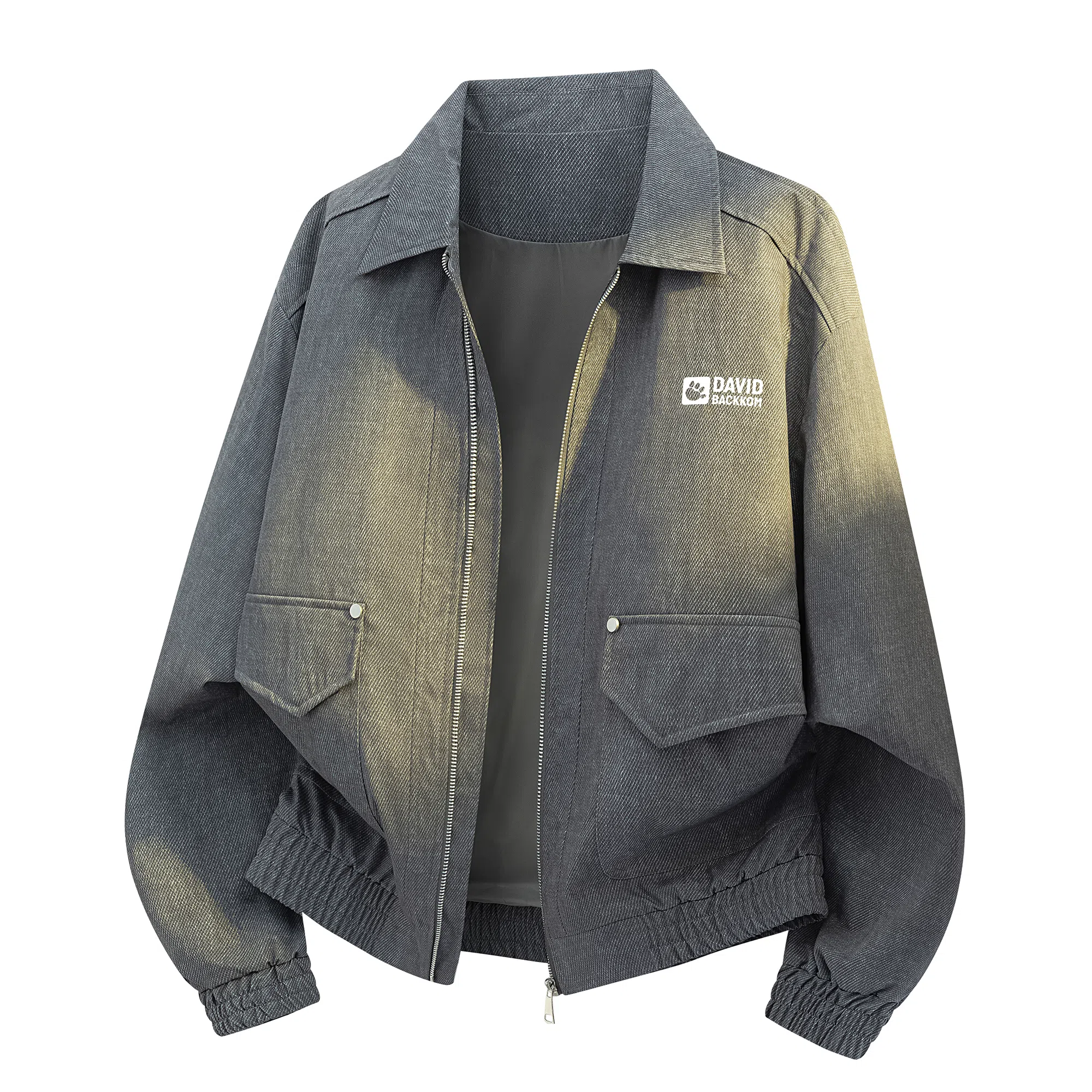 大卫贝肯 美式经典潮牌基础款翻领开衫结构设计感防风运动外套高街简约休闲夹克 男女同款