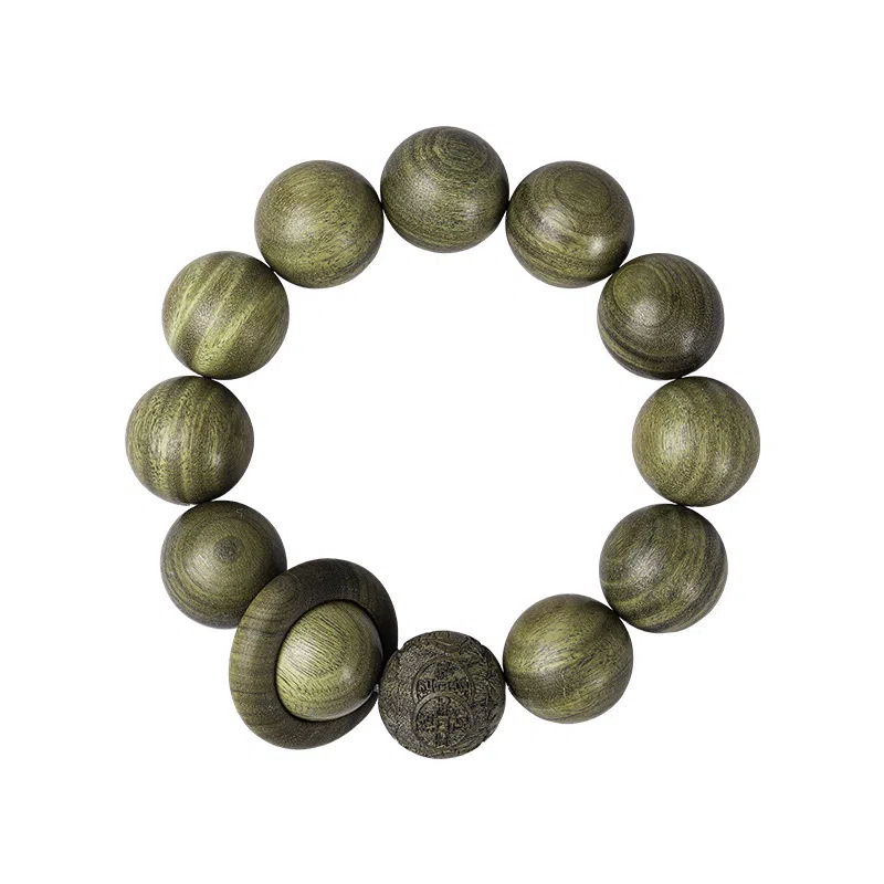 聆听花开 八方来财檀香文玩佛珠念珠复古民族风设计简约大气个性小众轻奢高级感国风新中式文艺#好运 绿檀 手串 男款