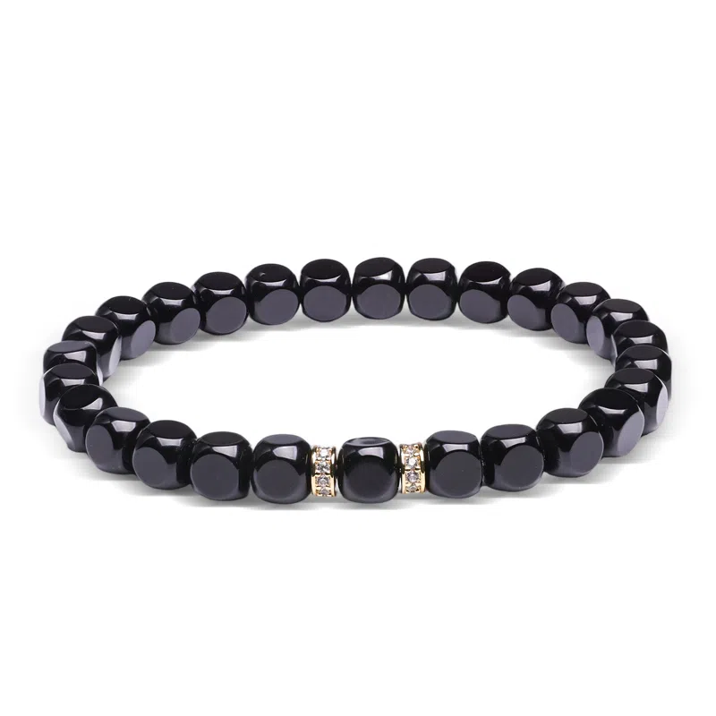 印象眸 新中式精致简约通勤古风高级感小众设计气质显白时尚黑方糖转运珠手饰 礼盒包装#好运天然 玛瑙 手串 男女同款情侣款