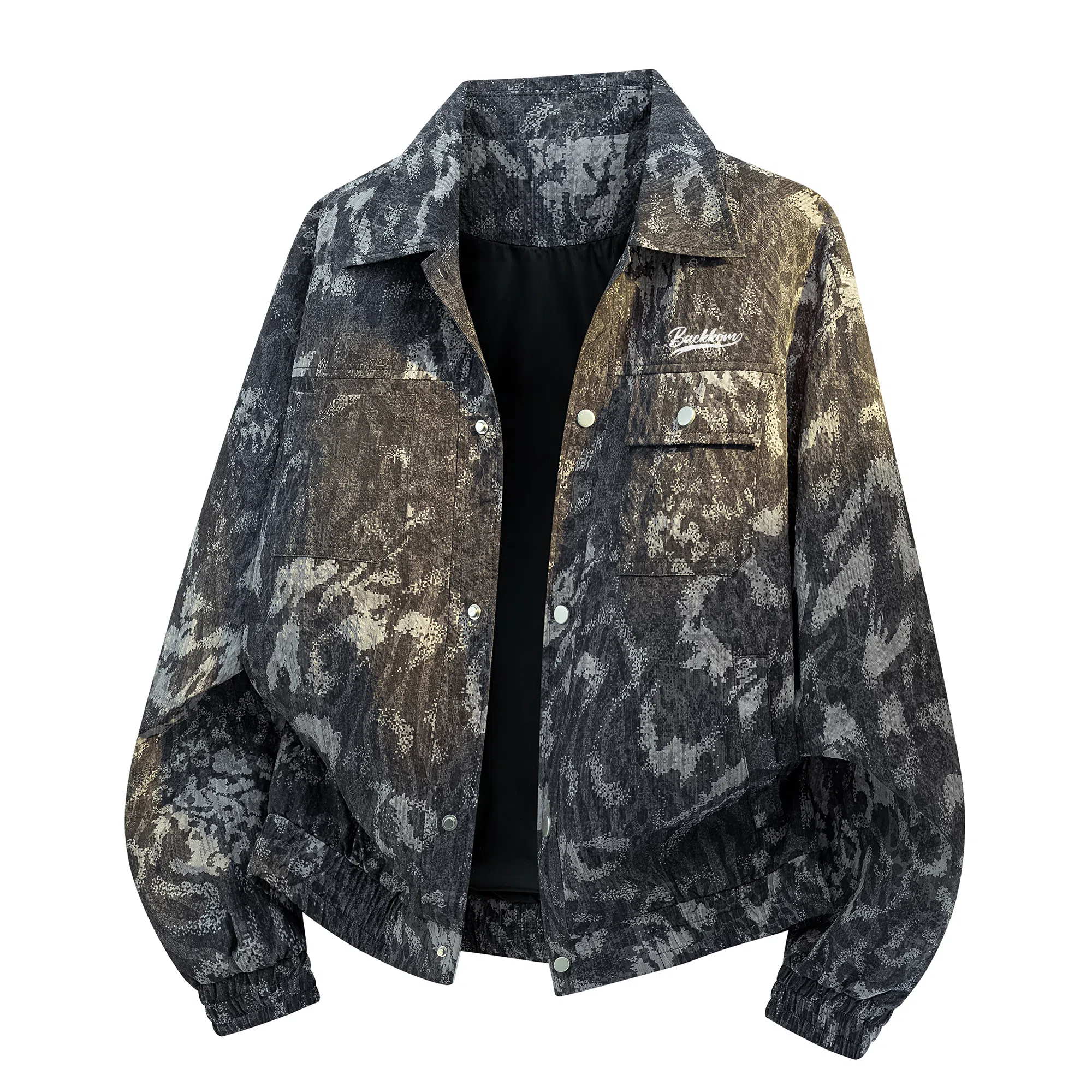 大卫贝肯 美式潮牌通勤无性别主义品牌字母印花复古高街翻领百搭宽松舒适外套夹克 男女同款