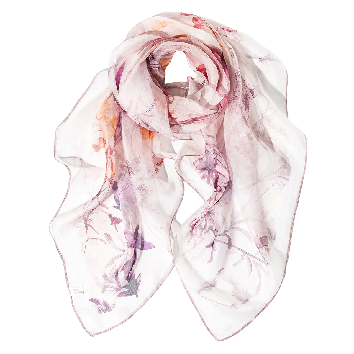 一米画纱 清新飘逸气质外搭披肩大方巾优雅亲肤外出真丝雪纺喷绘防晒 桑蚕丝 丝巾 女款