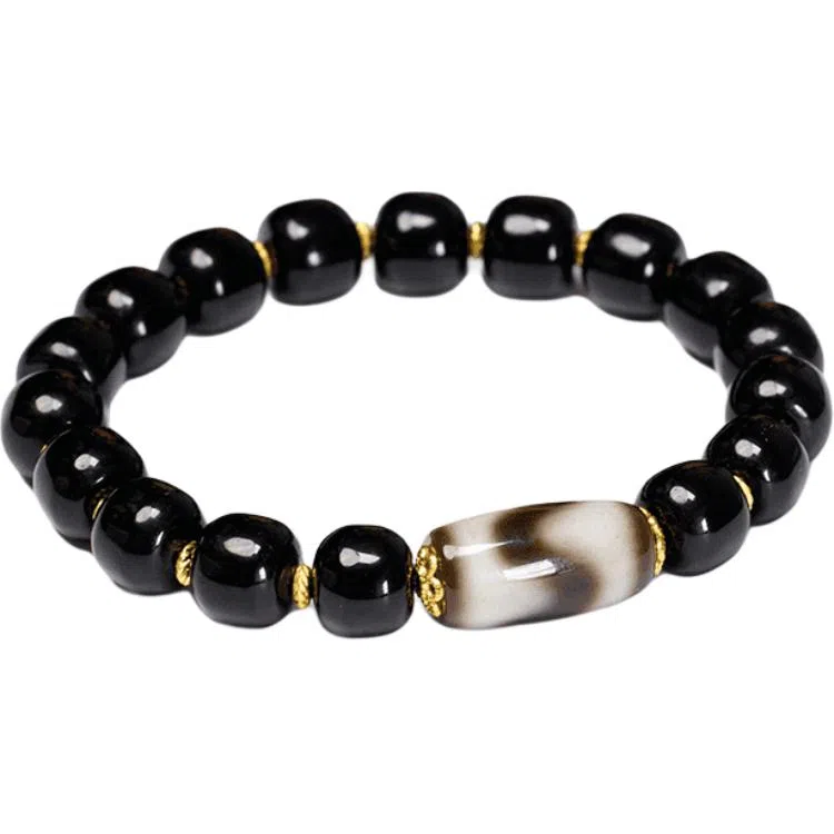 玉临门 【臻藏.文创】聚缘药坑老油珠 招财进宝 达洛珠国潮民族风 玛瑙 玉石手串 通用