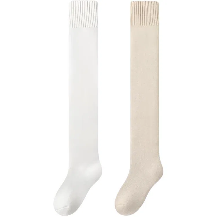 妮轻 羊毛秋冬季纯色简约高筒袜 女款