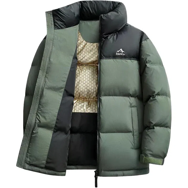 斯巴奴 加厚极寒短款立领拼接面包服时尚百搭保暖通勤羽绒服 男款