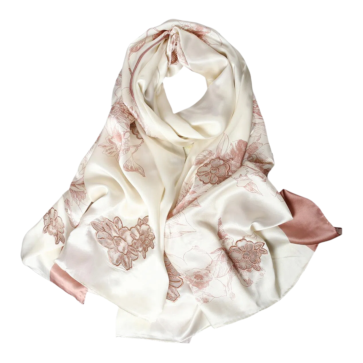 一米画纱 奢靡凝香高贵精致古典气质重工贴花喷绘真丝长款 桑蚕丝 丝巾 女款