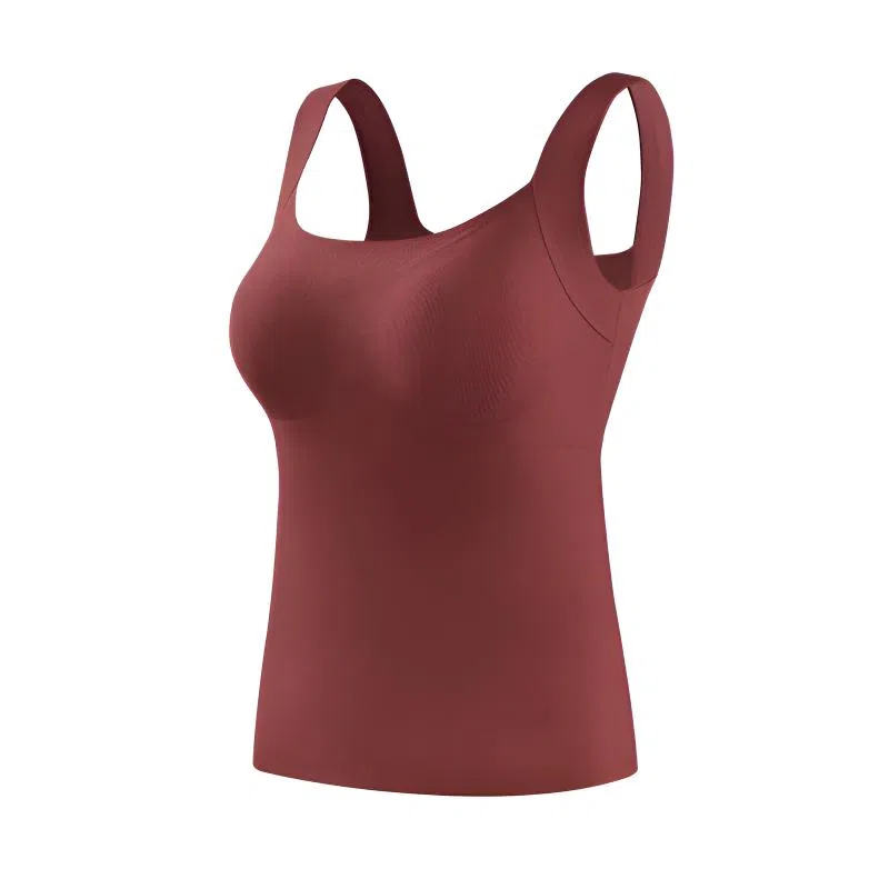 莫代尔 羊绒蚕丝带胸垫柔软亲肤舒适内衣抑菌除螨无痕修身打底衫日常通勤百搭保暖背心 女款