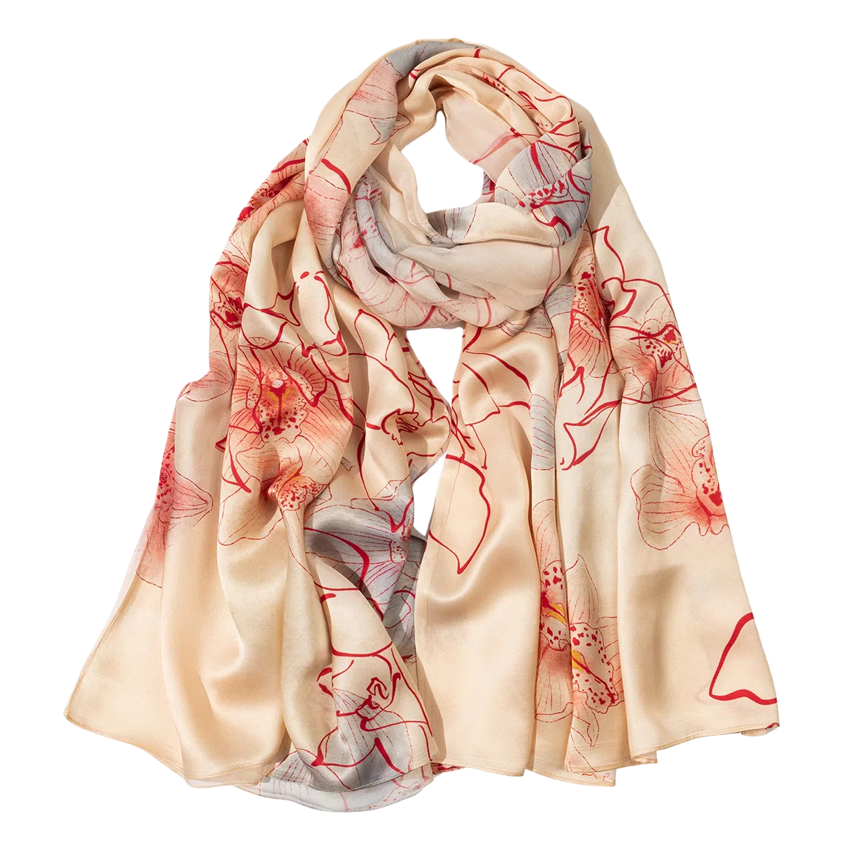 一米画纱 古典国风精致优雅迷梦迷情双层真丝高档气质长款披肩 桑蚕丝 丝巾 女款