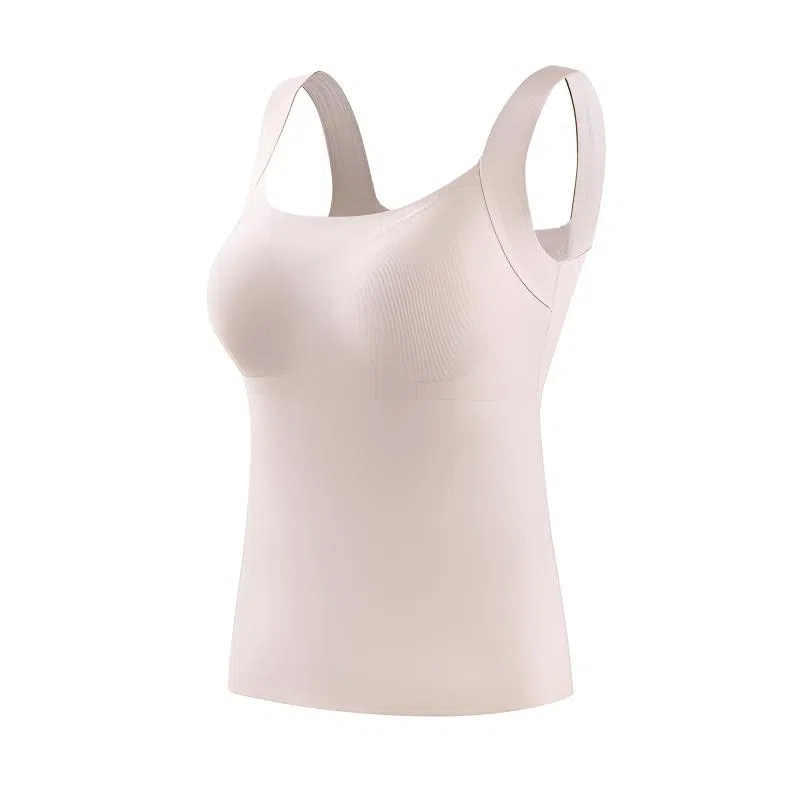 莫代尔 羊绒蚕丝带胸垫柔软亲肤舒适内衣抑菌除螨无痕修身打底衫日常通勤百搭保暖背心 女款