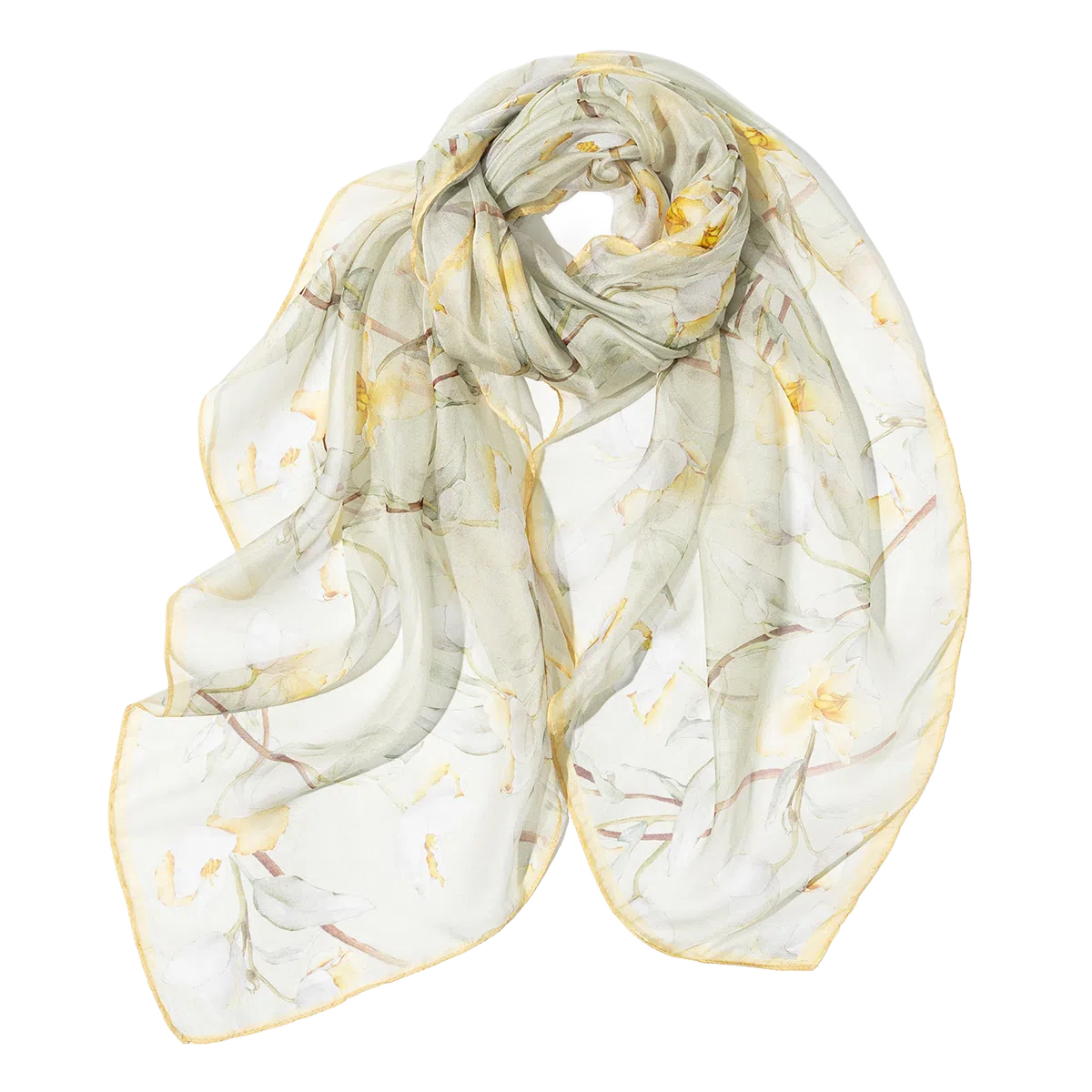 一米画纱 清新飘逸气质外搭披肩大方巾优雅亲肤外出真丝雪纺喷绘防晒 桑蚕丝 丝巾 女款