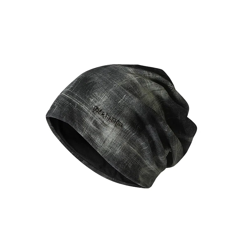 浪莎 韩式扎染潮流百搭显脸小户外休闲旅拍包头 棉 绒线帽 男女同款情侣款