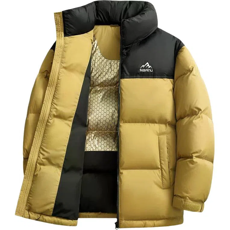 斯巴奴 加厚极寒短款立领拼接面包服时尚百搭保暖通勤羽绒服 男款