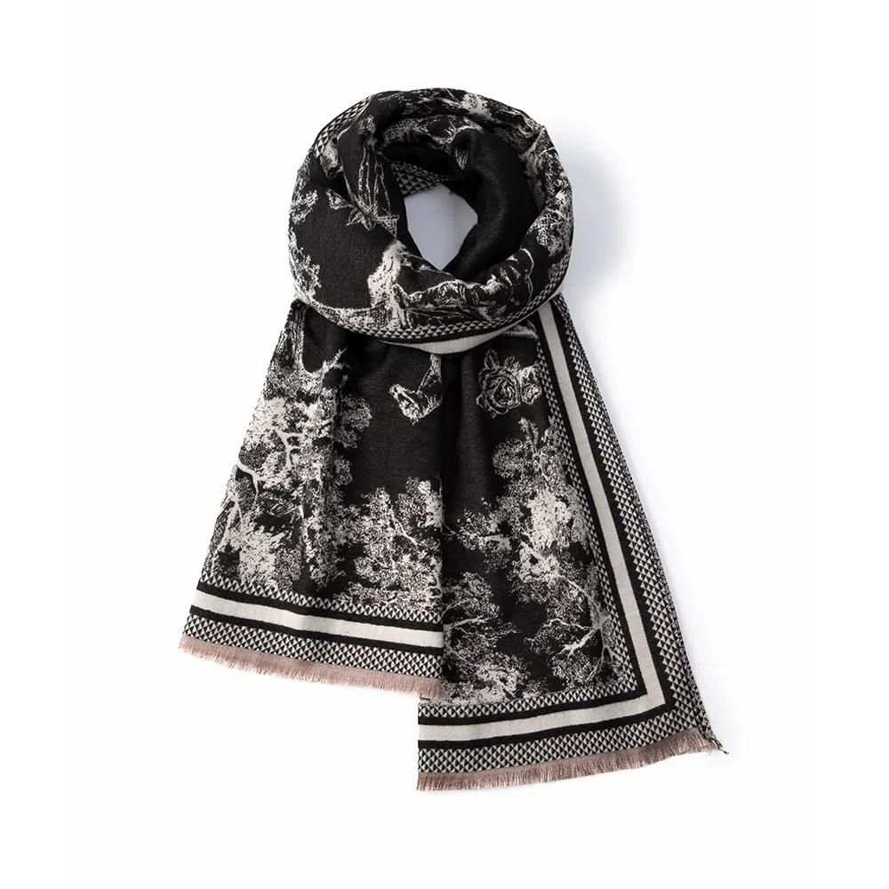 红豆 双面百搭高级感保暖小众外搭披肩 聚酯纤维 绒线围巾 男女同款情侣款