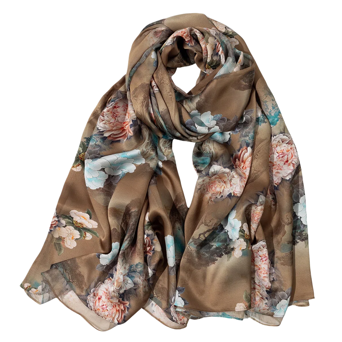 一米画纱 古典国风精致优雅迷梦迷情双层真丝高档气质长款披肩 桑蚕丝 丝巾 女款