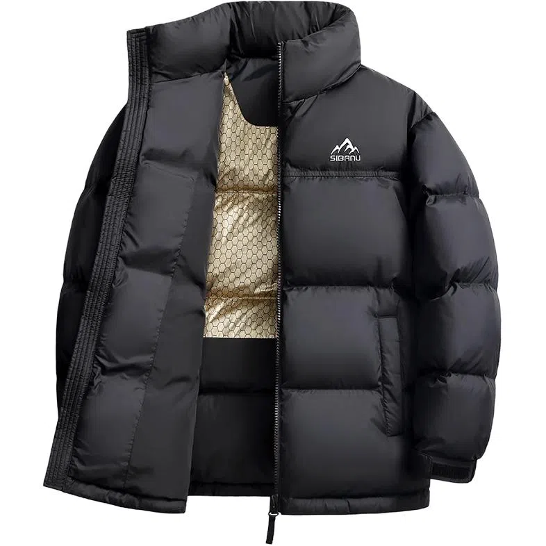 斯巴奴 加厚极寒短款立领拼接面包服时尚百搭保暖通勤羽绒服 男款