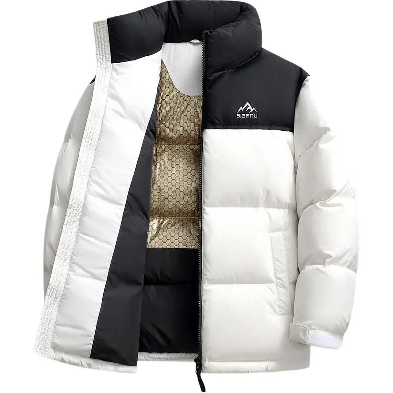 斯巴奴 加厚极寒短款立领拼接面包服时尚百搭保暖通勤羽绒服 男款