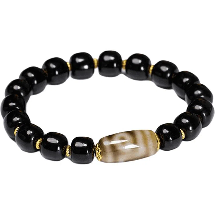 玉临门 【臻藏.文创】聚缘药坑老油珠 招财进宝 达洛珠国潮民族风 玛瑙 玉石手串 通用